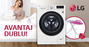 Avantaj dublu cu LG! Cadou garantat la procurarea maşinei de spălat şi uscat LG